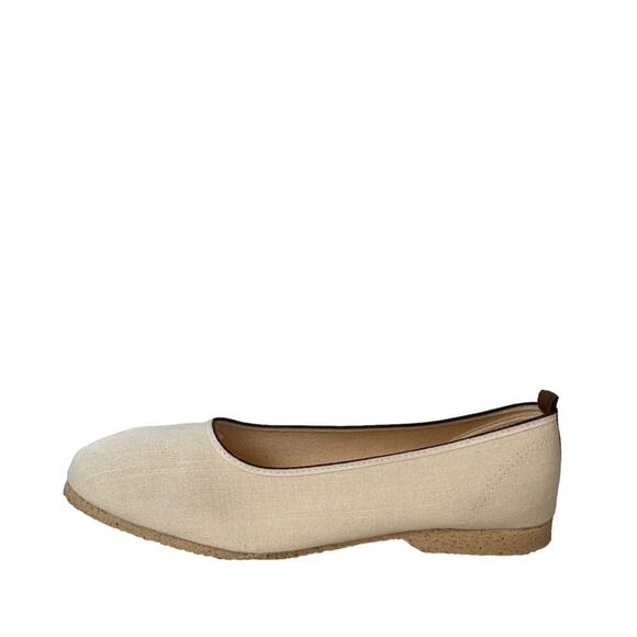 Canvas Ballet Flats Womens Size 10 Textured Rubber Outsole Cream Brown - Picture 3 of 12